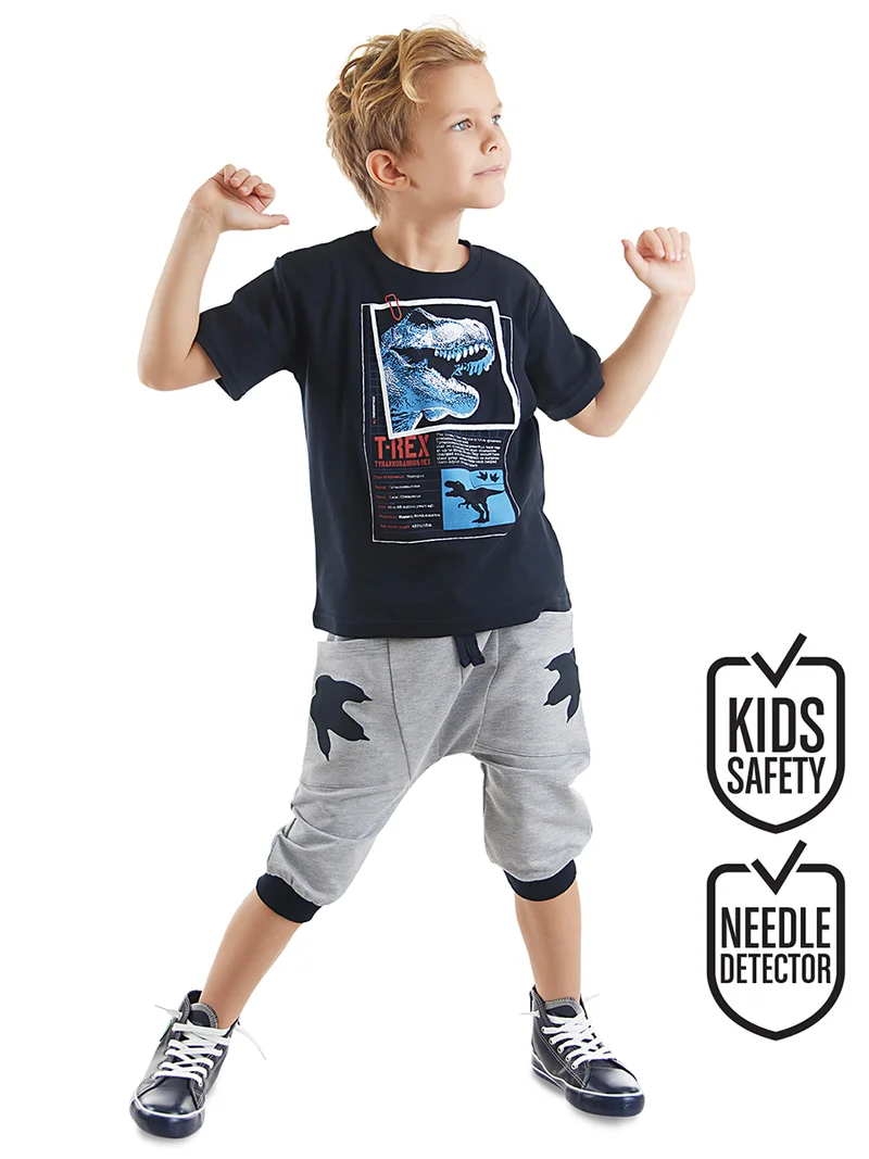 MSHB&G T-rex Info Boy T-shirt&Capri Pants Set